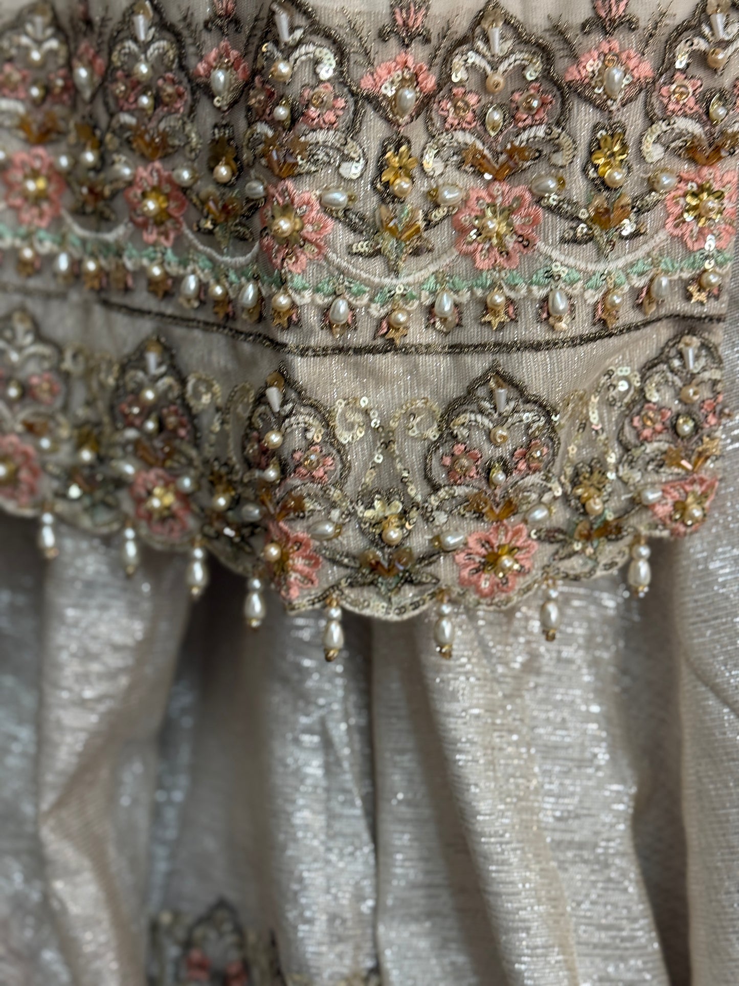 Aurelia Heirloom - Hand Embellished Net Ensemble Off White