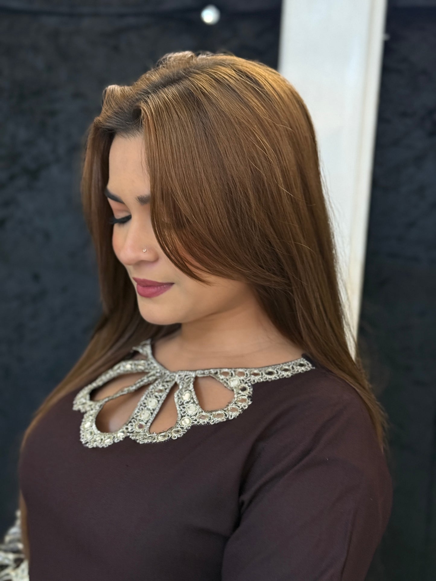 Ayla Marina Sheesh Suit - Brown