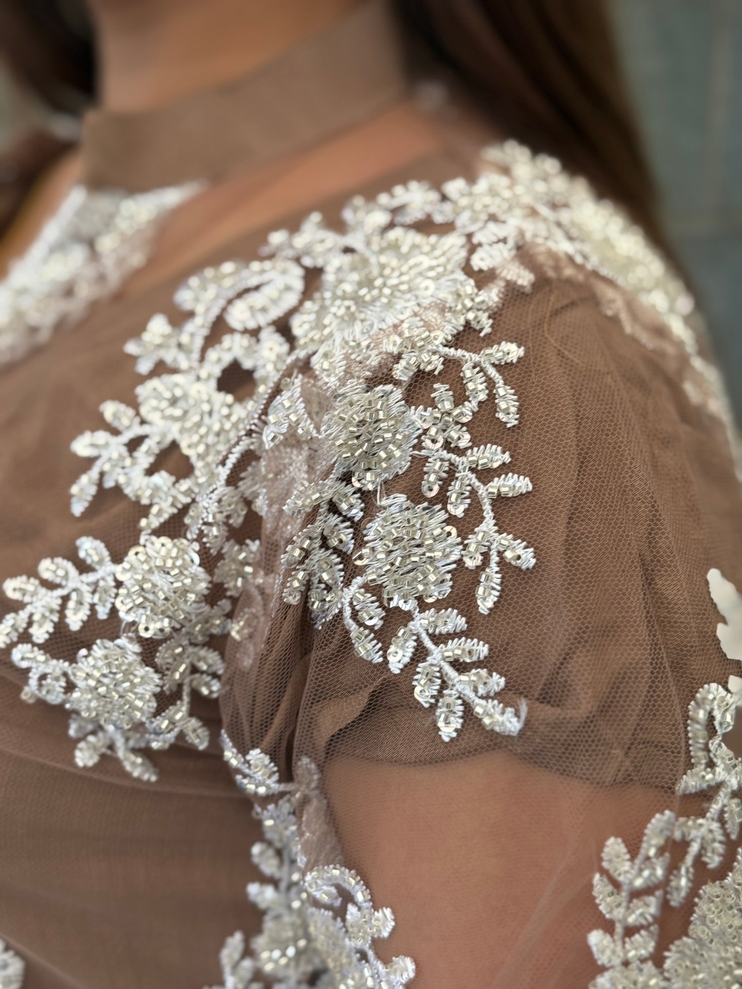 Cut Dana Beaded Jacket Suit - Soft Mocha