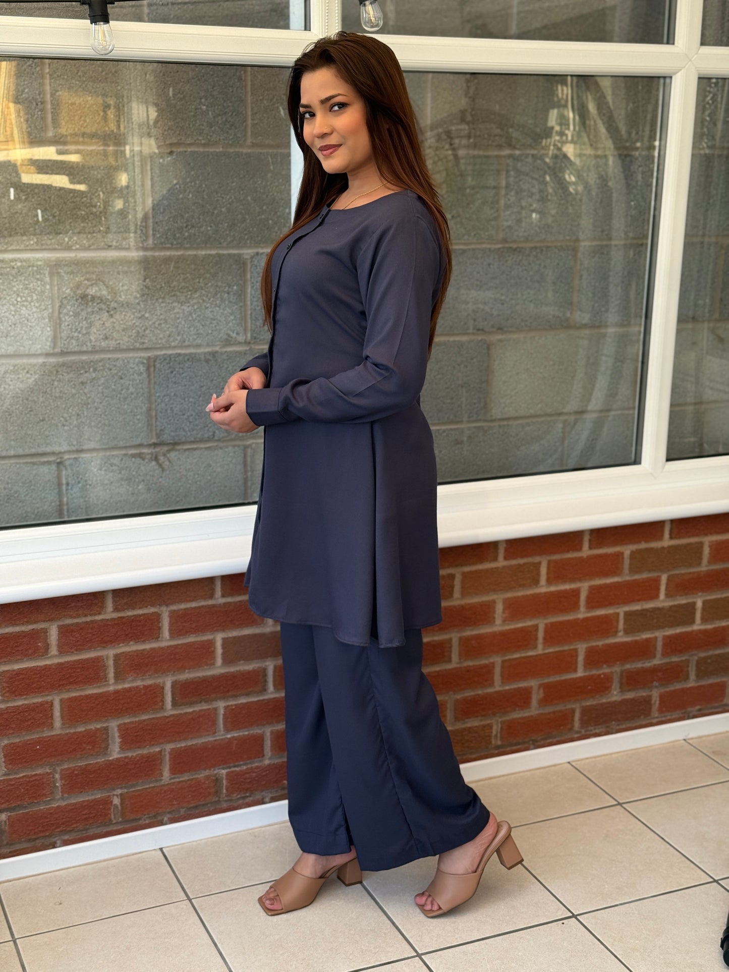 Slate Grey Dhanak Co-Ord