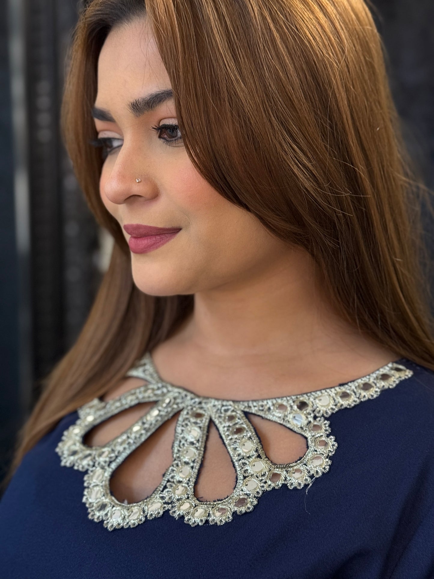 Ayla Marina Sheesh Suit - Navy