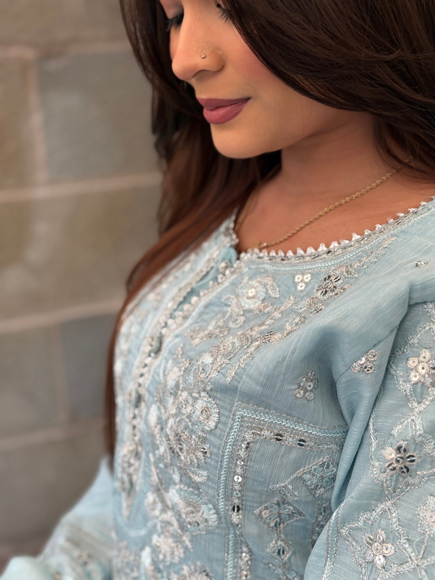 Azure Noor Sharara Set