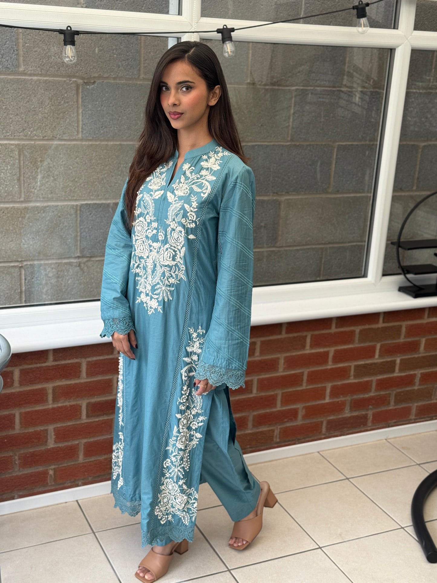 Seafoam Pearl Embroidered Set
