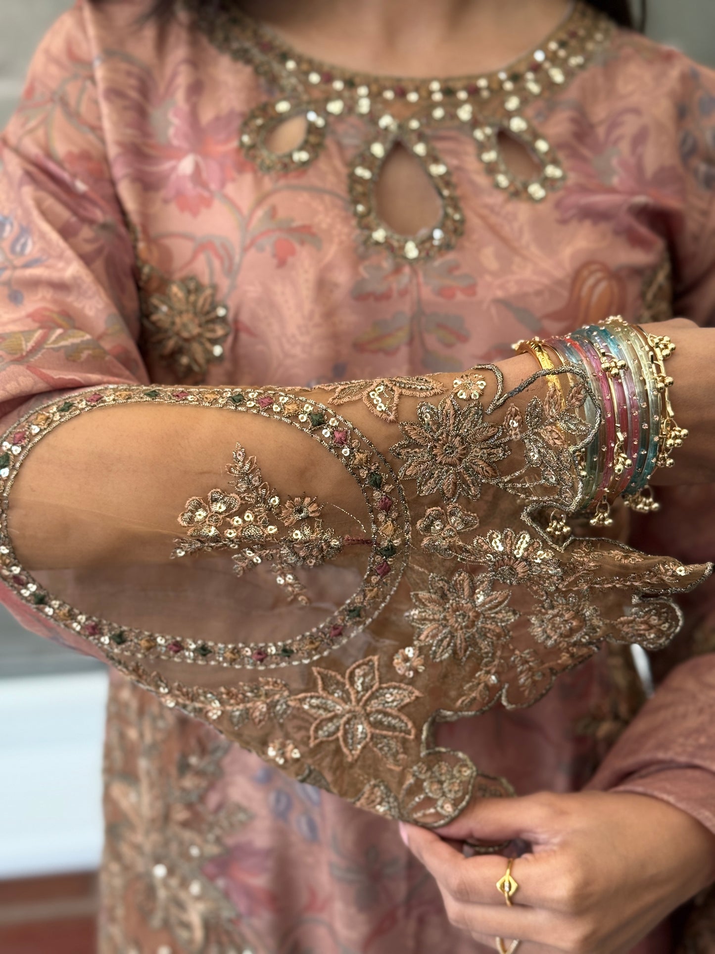 Deep Nude Mirage Lawn Suit