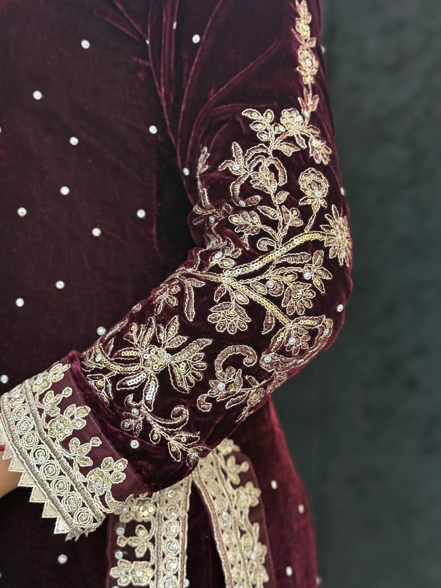 Asteria Velvet - Garnet Embellished Suit