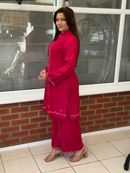 Areeba Pink - Dhanak Winter Co-Ord