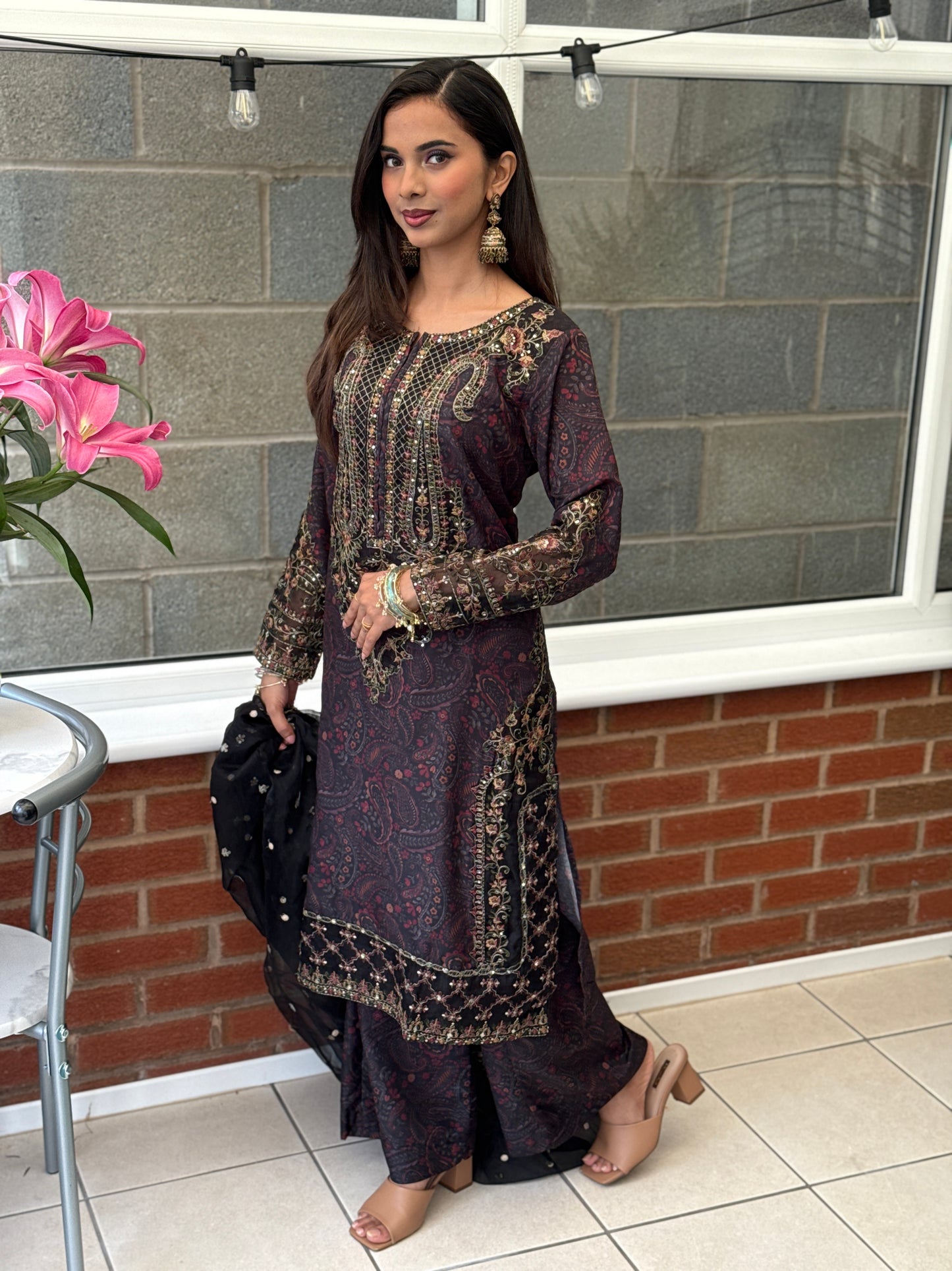 Noir Mirage Lawn Suit
