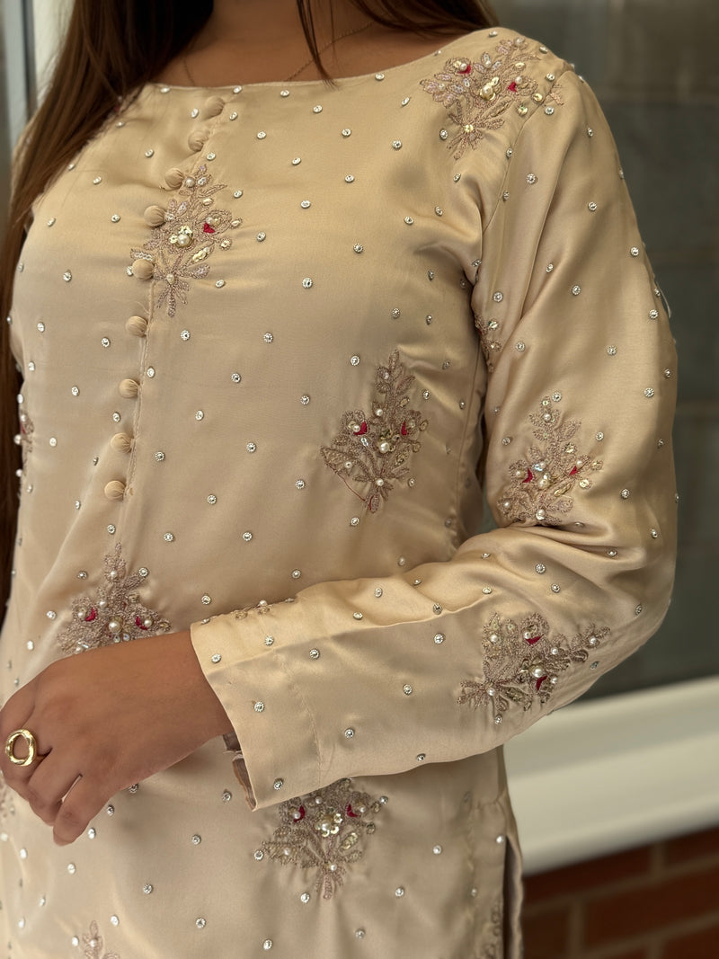 Champagne Pearl Embellished Suit