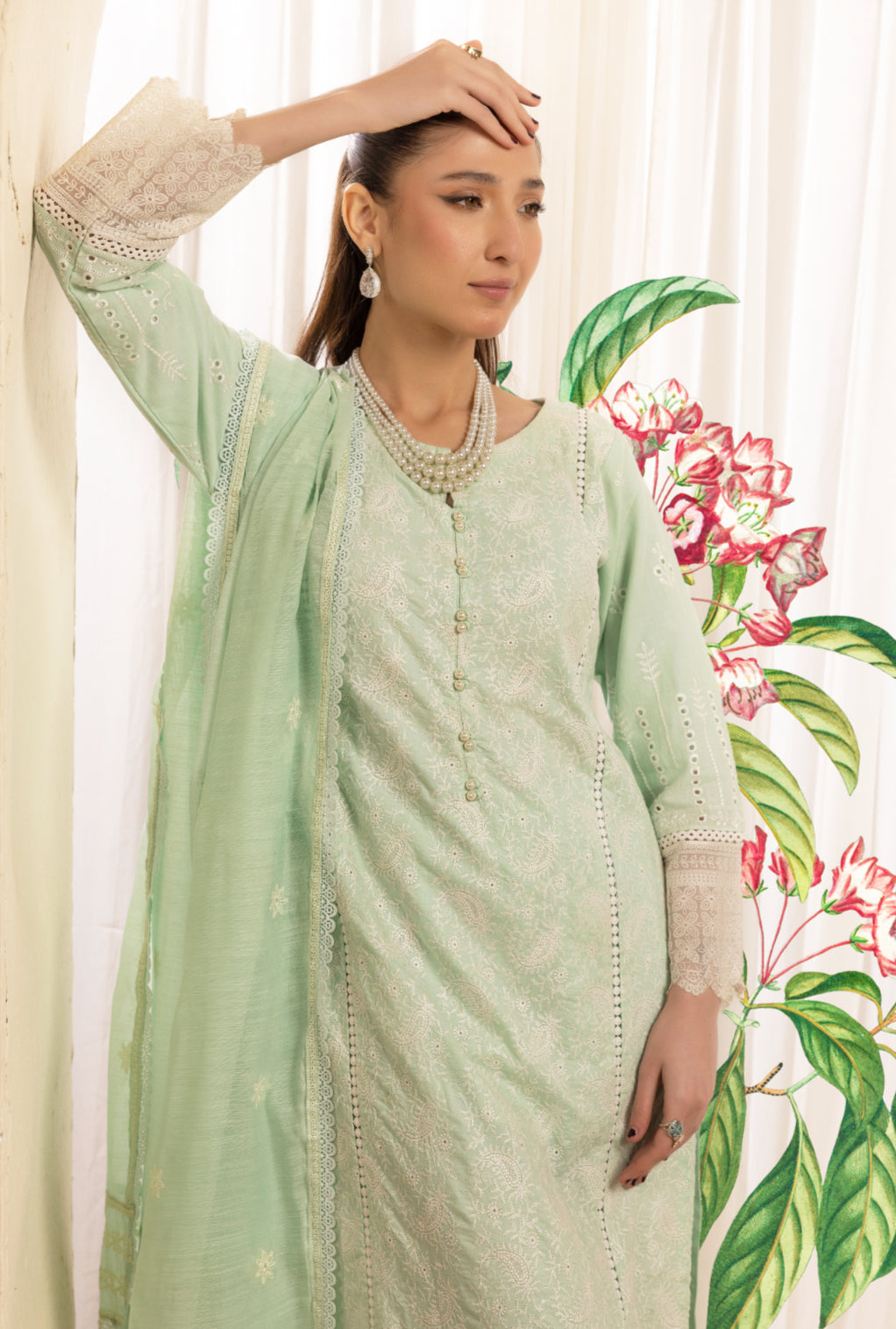 Mint Green Embroidered