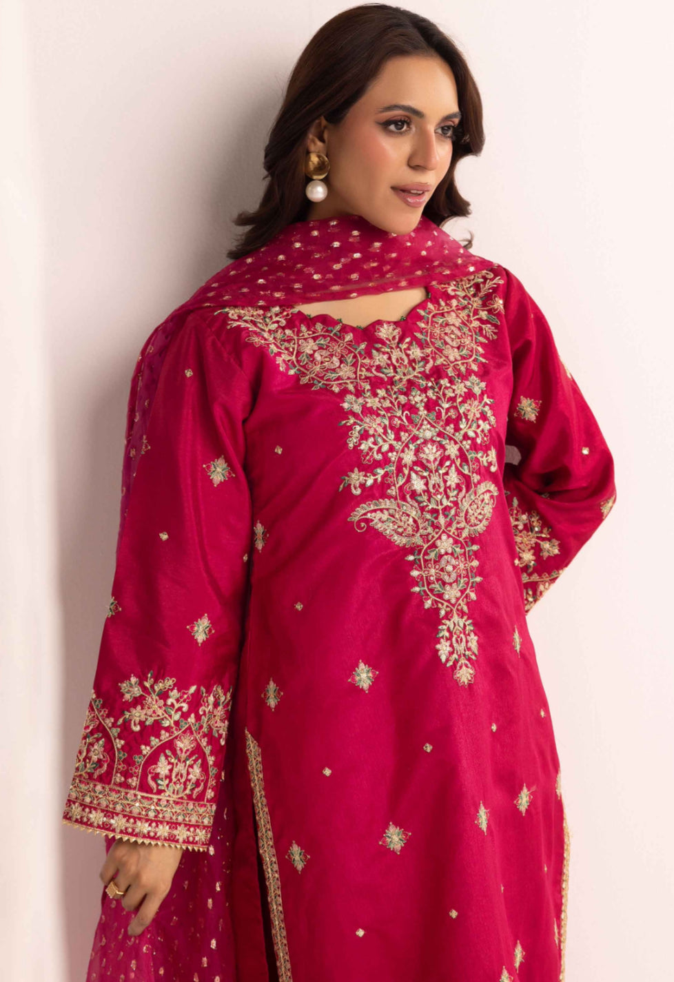 Cerise Elira - Raw Silk Embroidered Suit