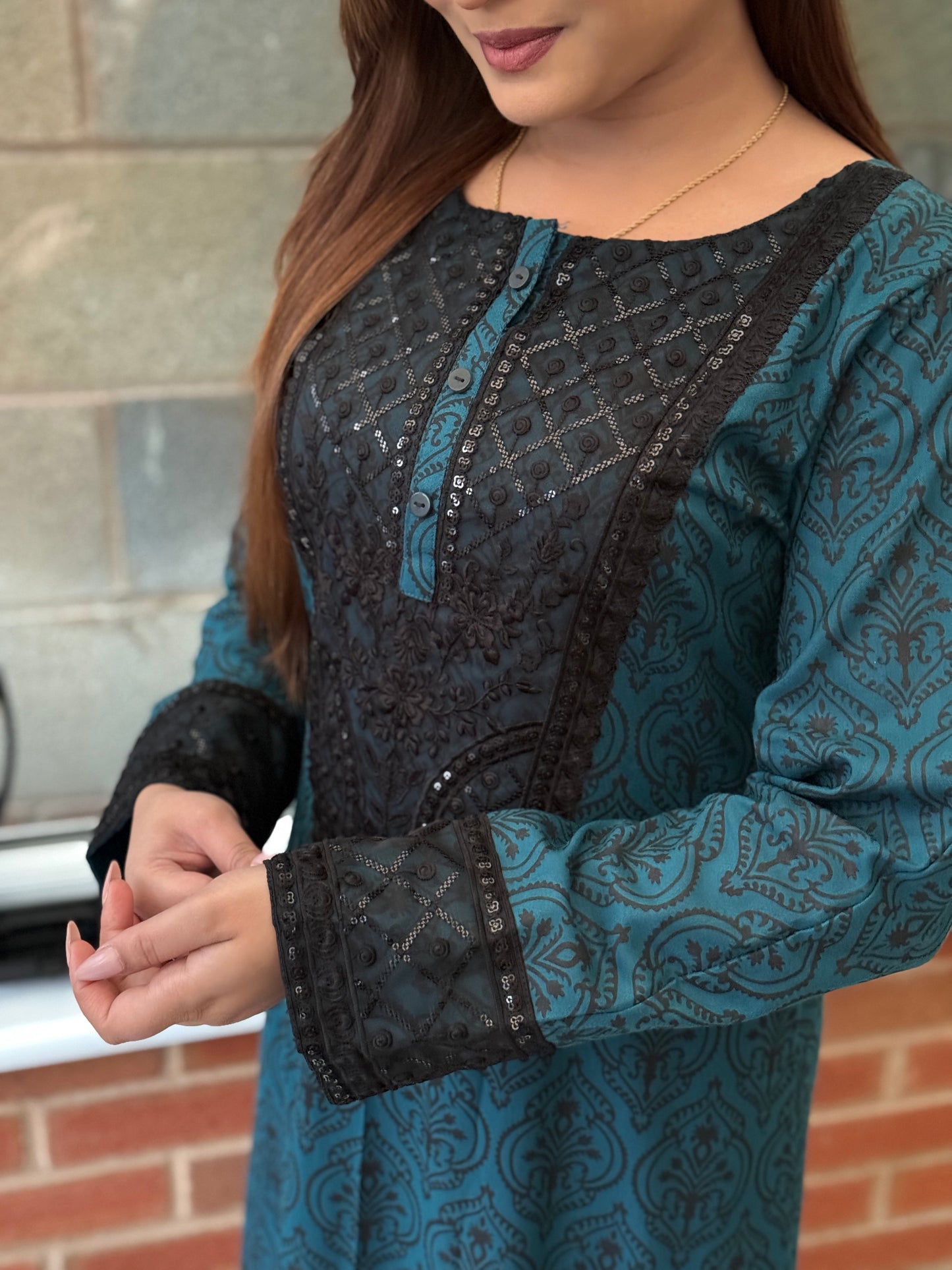 Zaraan Dhanak - 2 Piece Teal