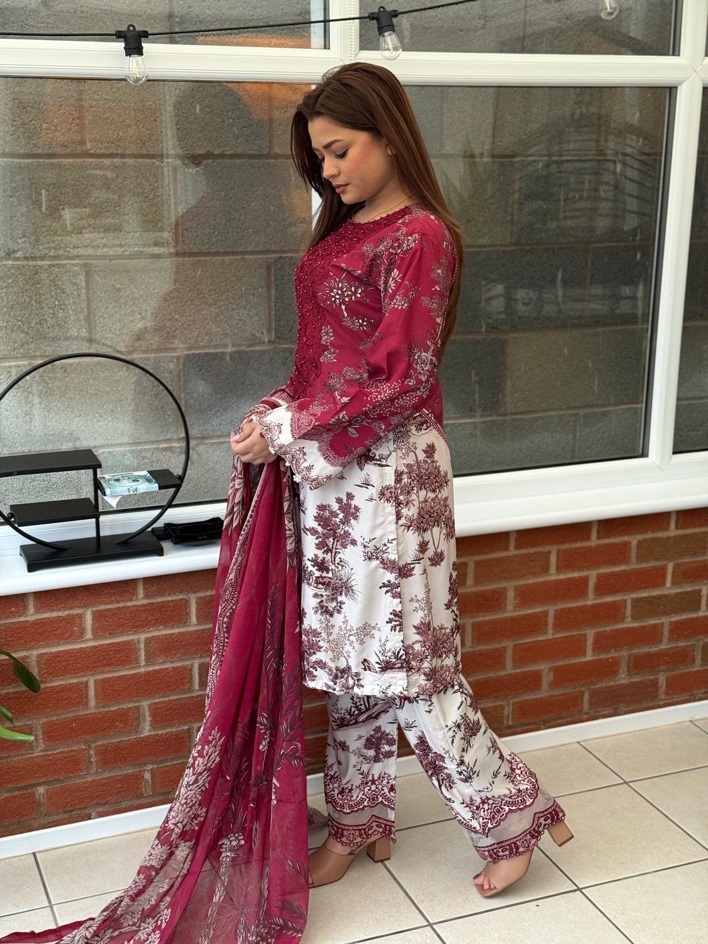 Maria B - M Print Red White