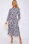 BLUE GEOMETRIC MAXI DRESS