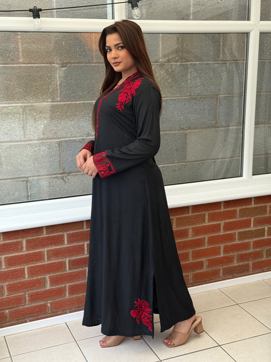 Samara Elan - Embroidered Maxi Dress Black