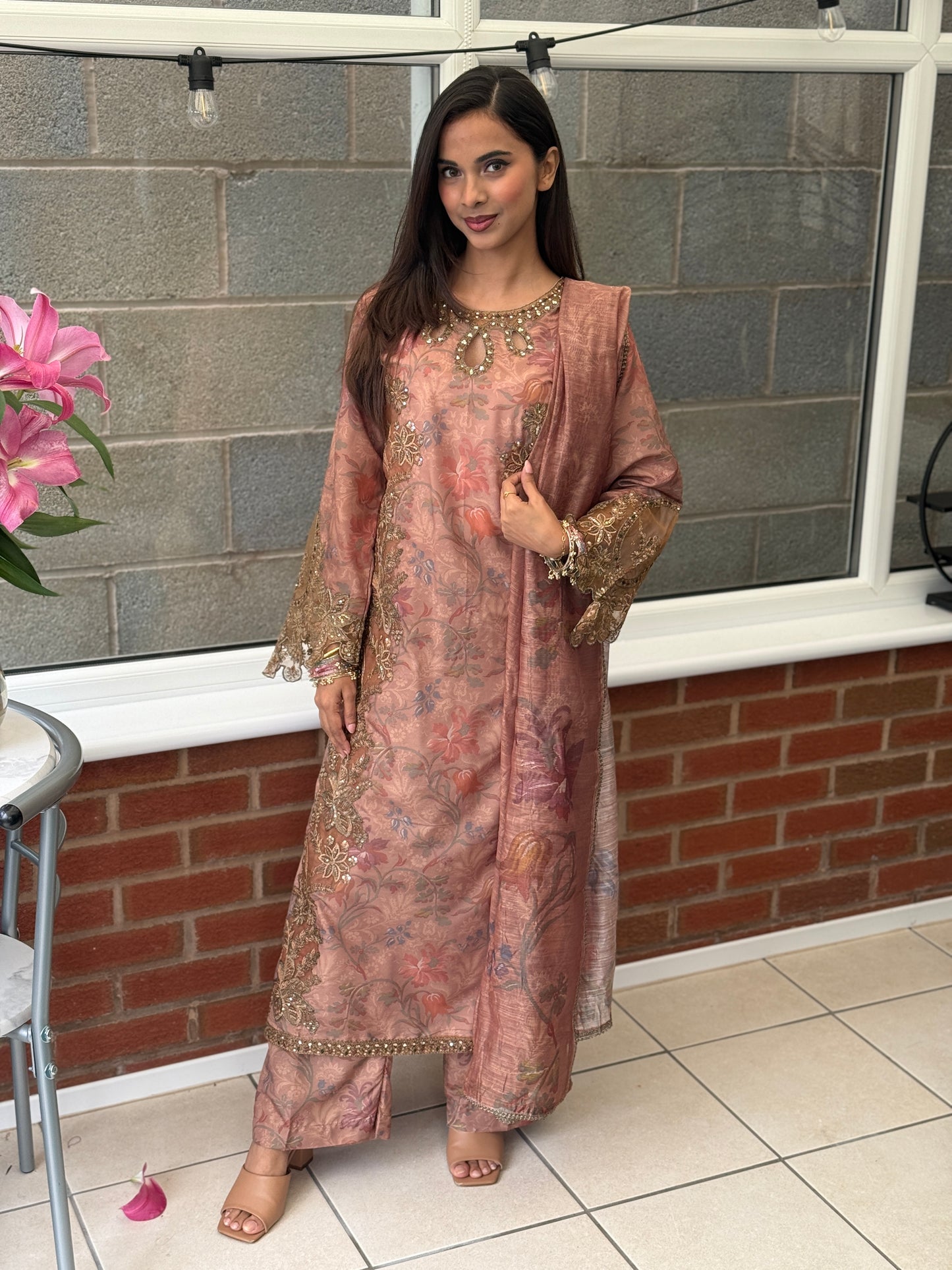 Deep Nude Mirage Lawn Suit