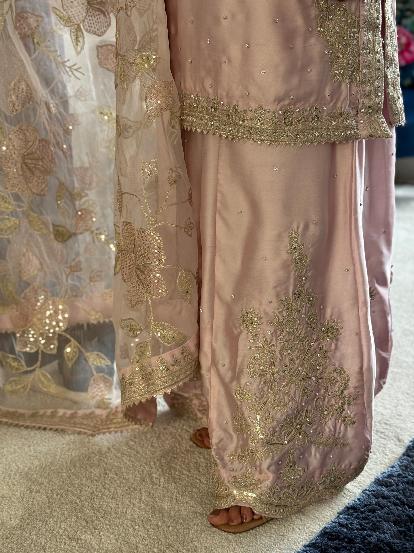 Blush Elegance embellished Suit