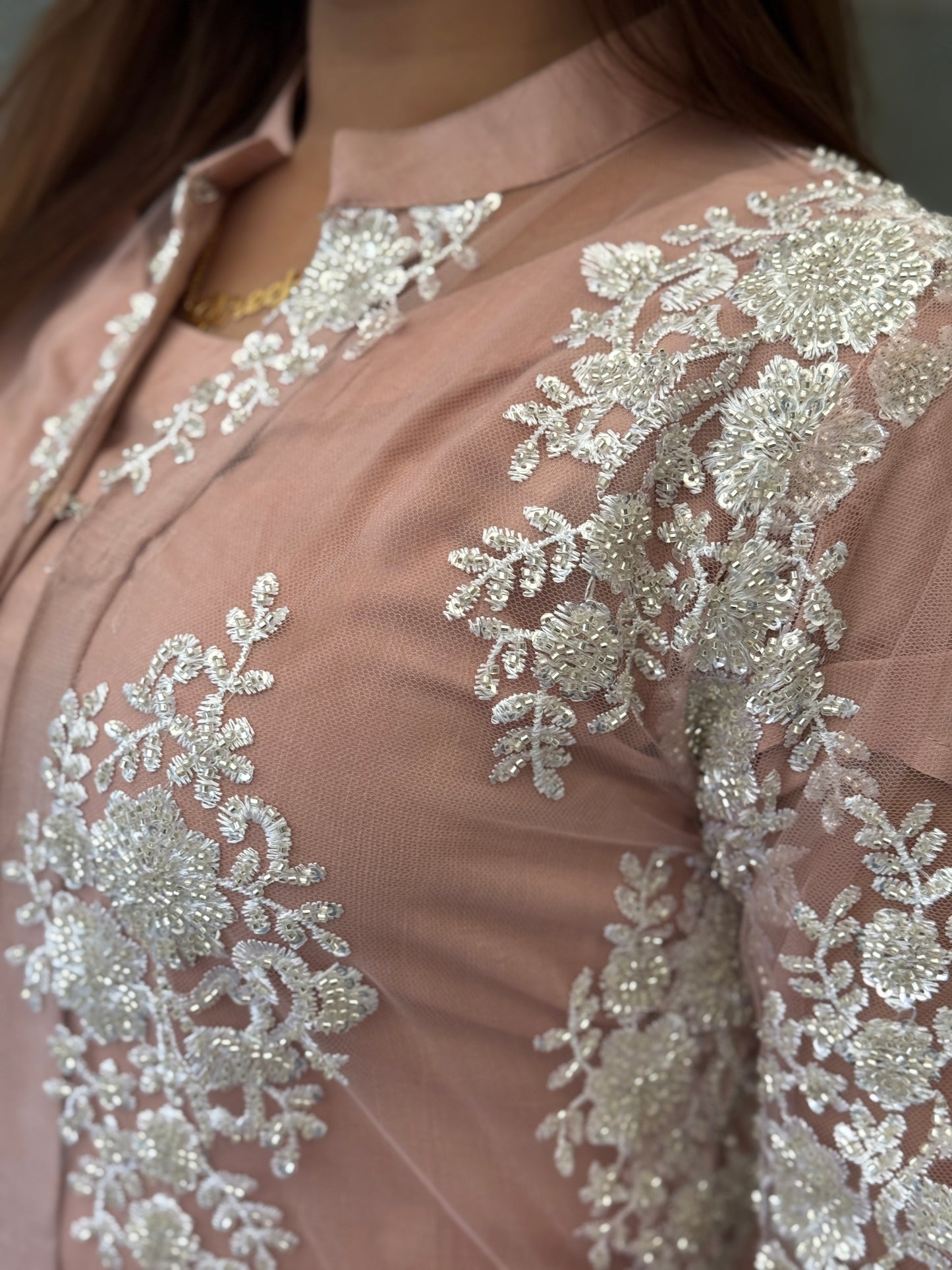 Cut Dana Beaded Jacket Suit - Dusty Pink