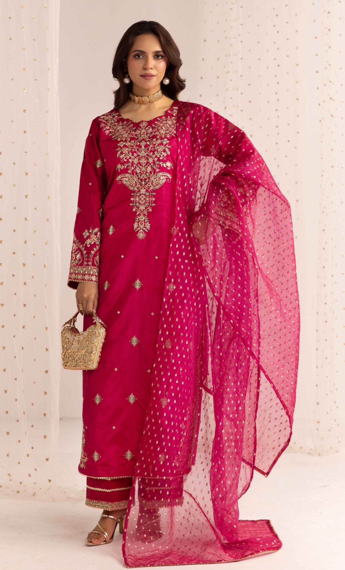 Cerise Elira - Raw Silk Embroidered Suit