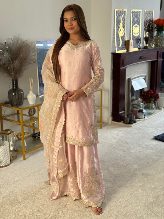 Blush Elegance embellished Suit