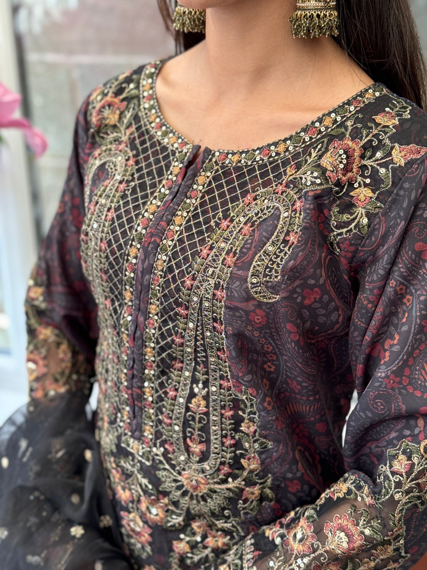 Noir Mirage Lawn Suit