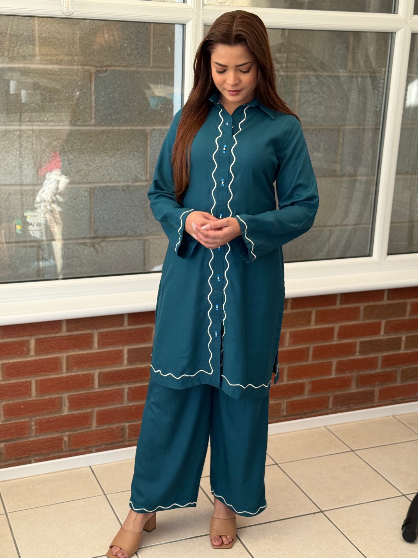 Areeba Teal - Dhanak Winter Co-Ord