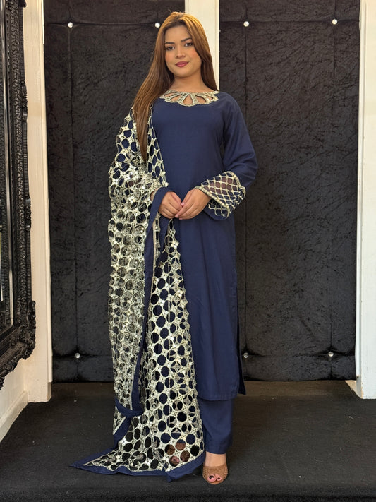 Ayla Marina Sheesh Suit - Navy