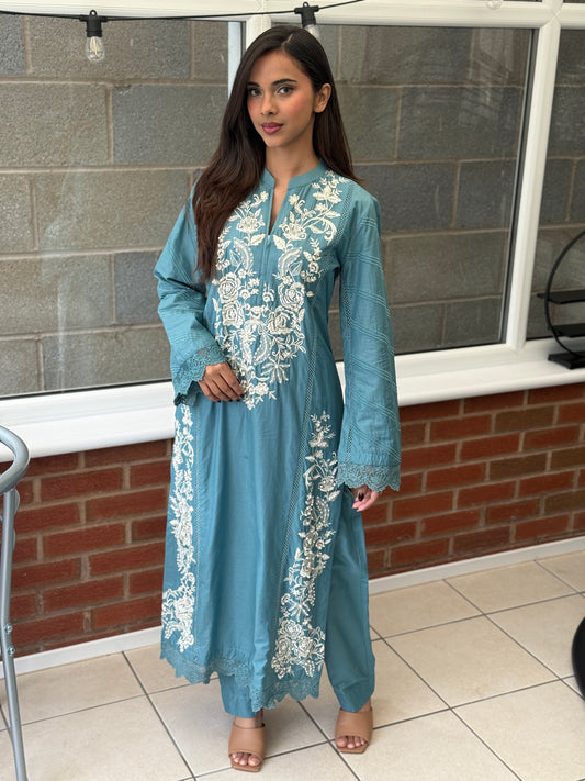 Seafoam Pearl Embroidered Set