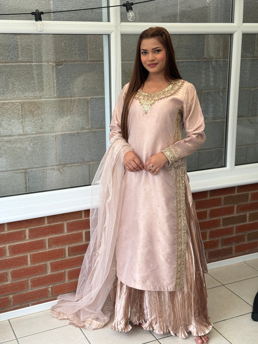 Blush Pink Pleated Luxe Suit