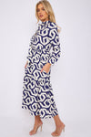 BLUE GEOMETRIC MAXI DRESS