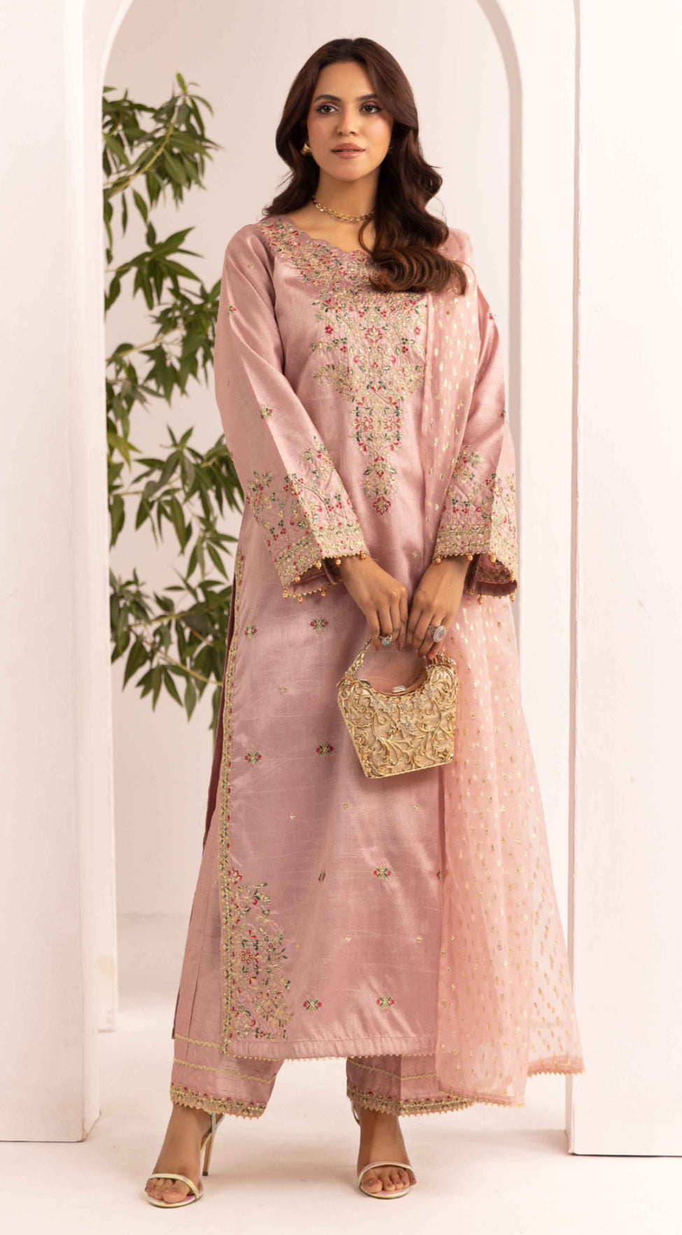 Rose Elira - Raw Silk Embroidered Suit