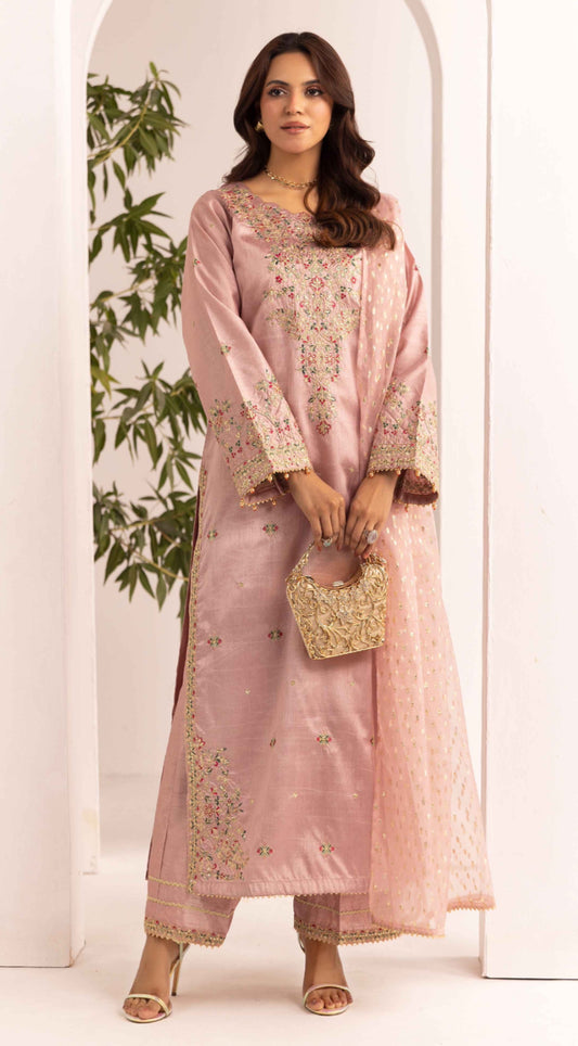 Rose Elira - Raw Silk Embroidered Suit