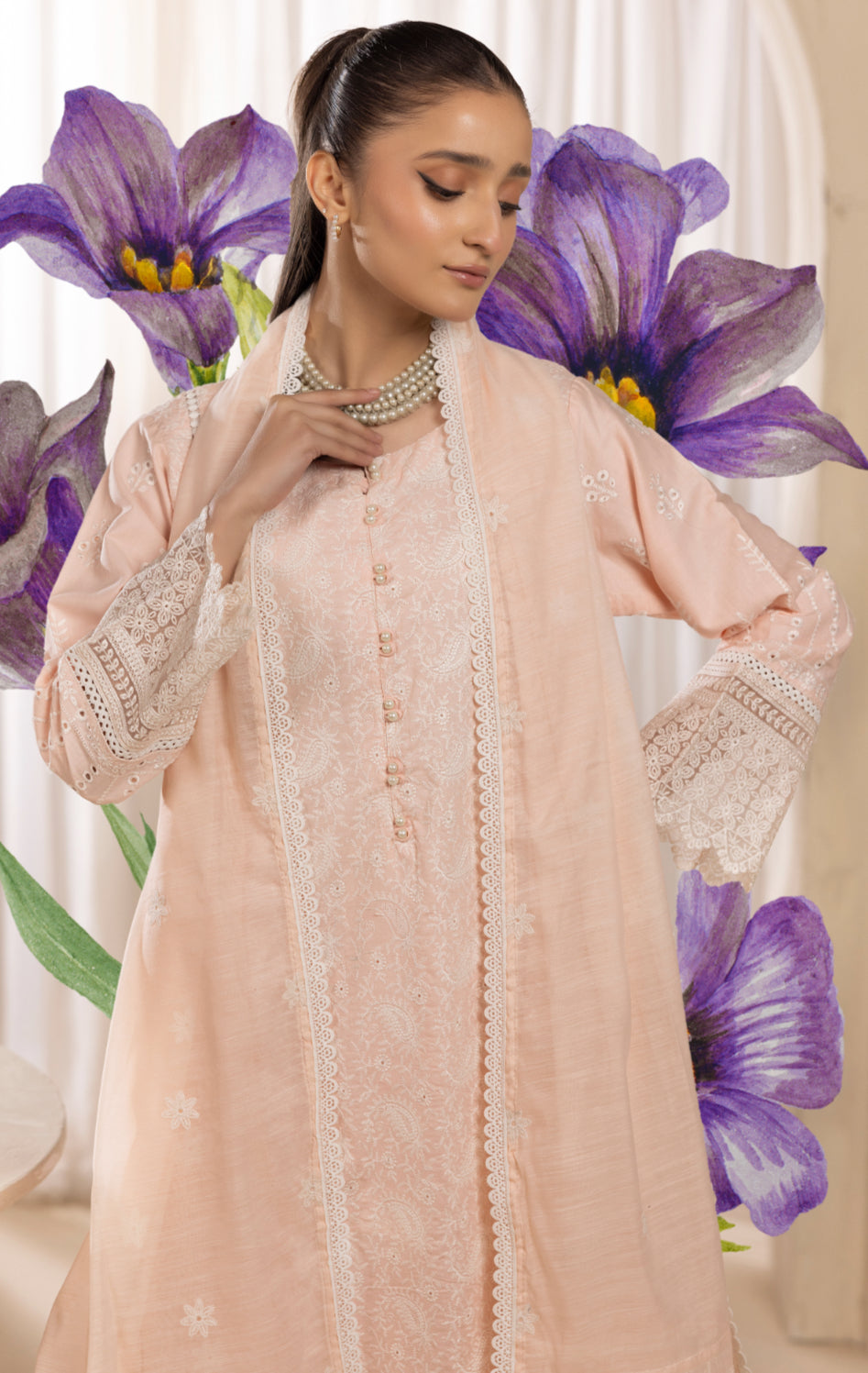 Blush Pink Embroidered