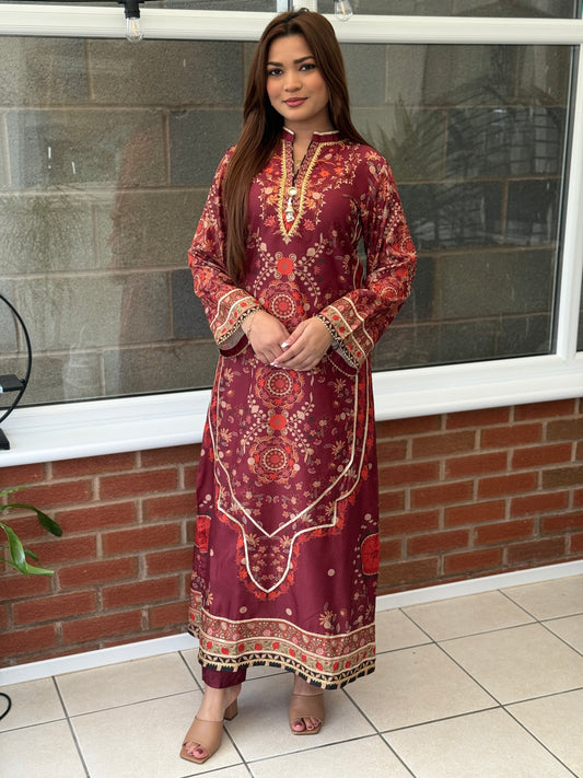 Liana Luxe - Mother & Daughter Set - Maroon