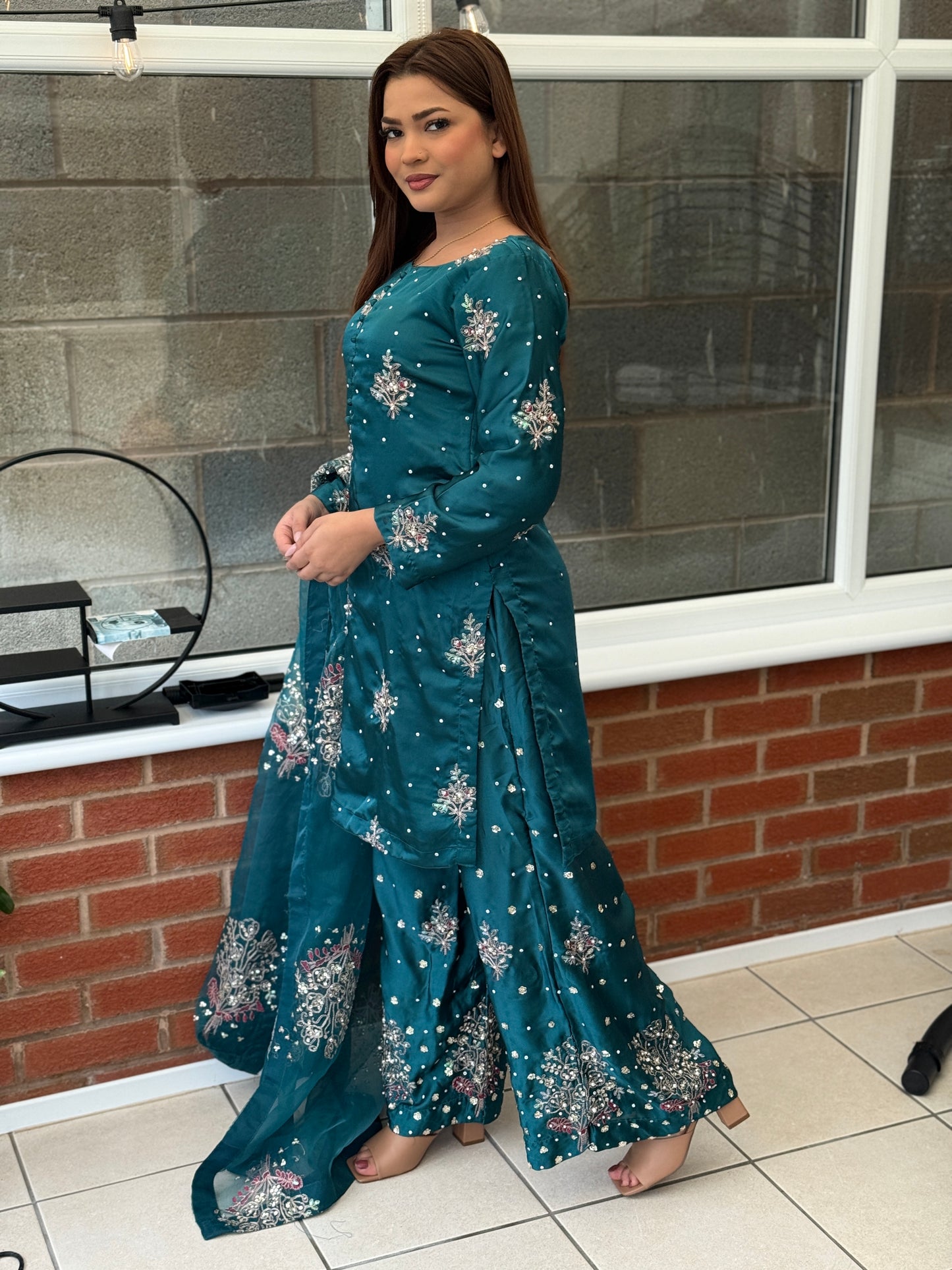 Rose Allure - Teal Chamoise Silk