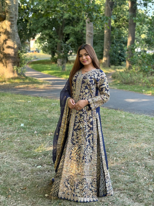 Midnight Majesty Embroidered Lehnga*