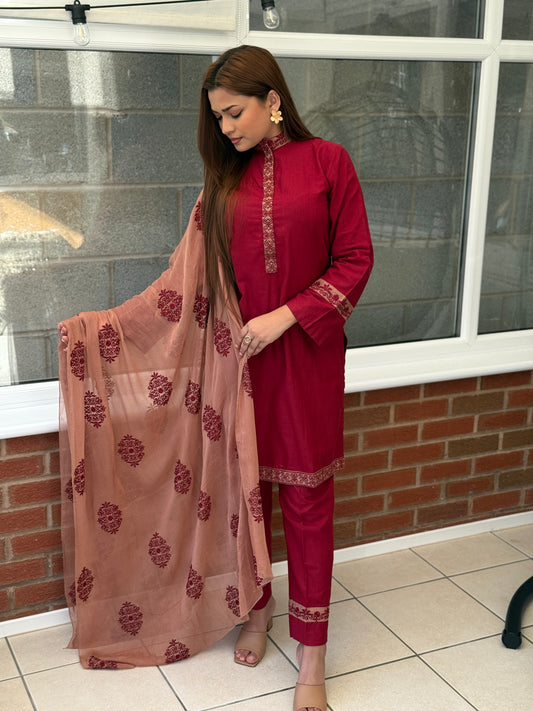 Rose Maroon Suit