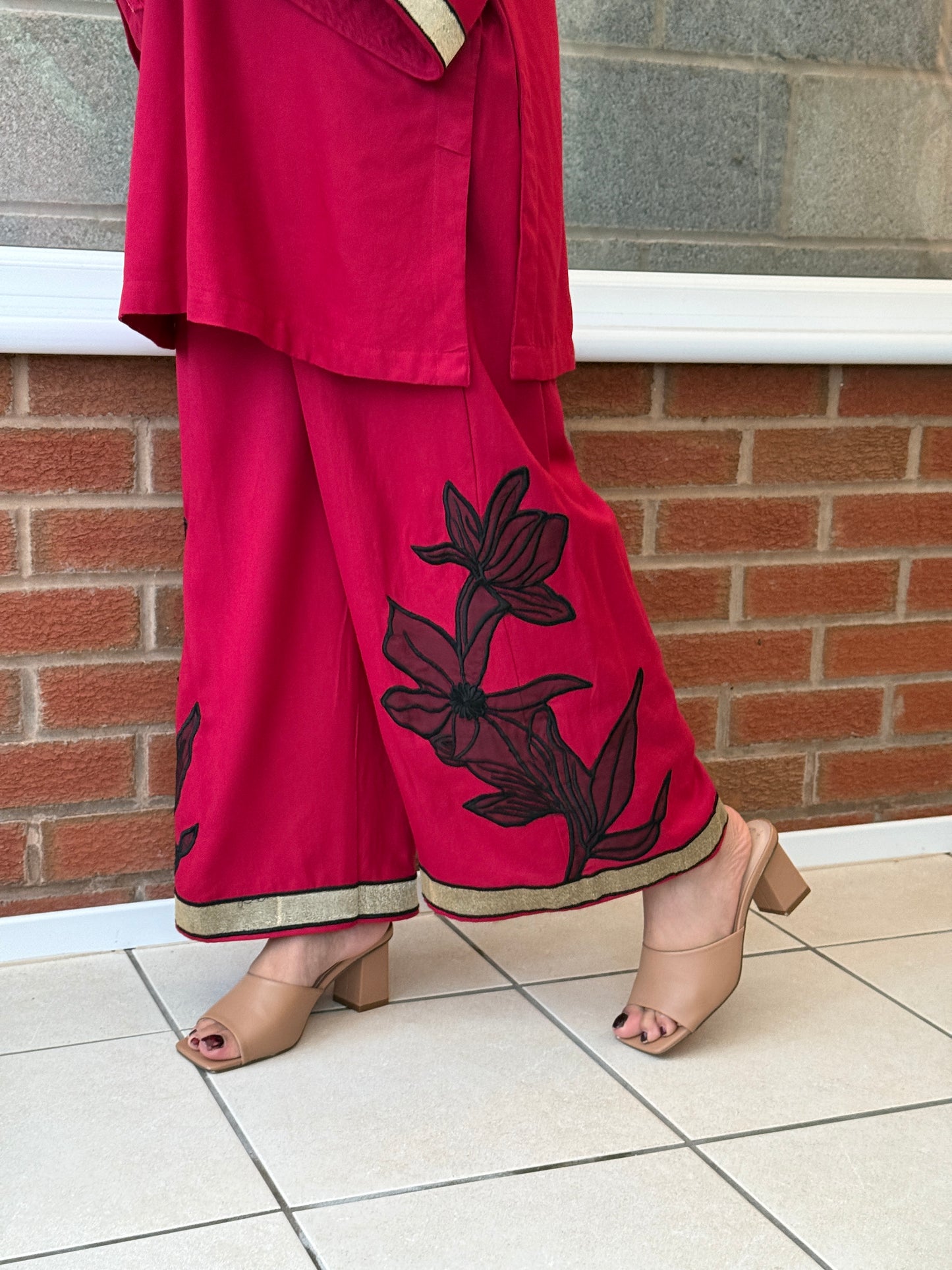 Dania - Dhanak Embroidered Co-Ord Ruby Edition