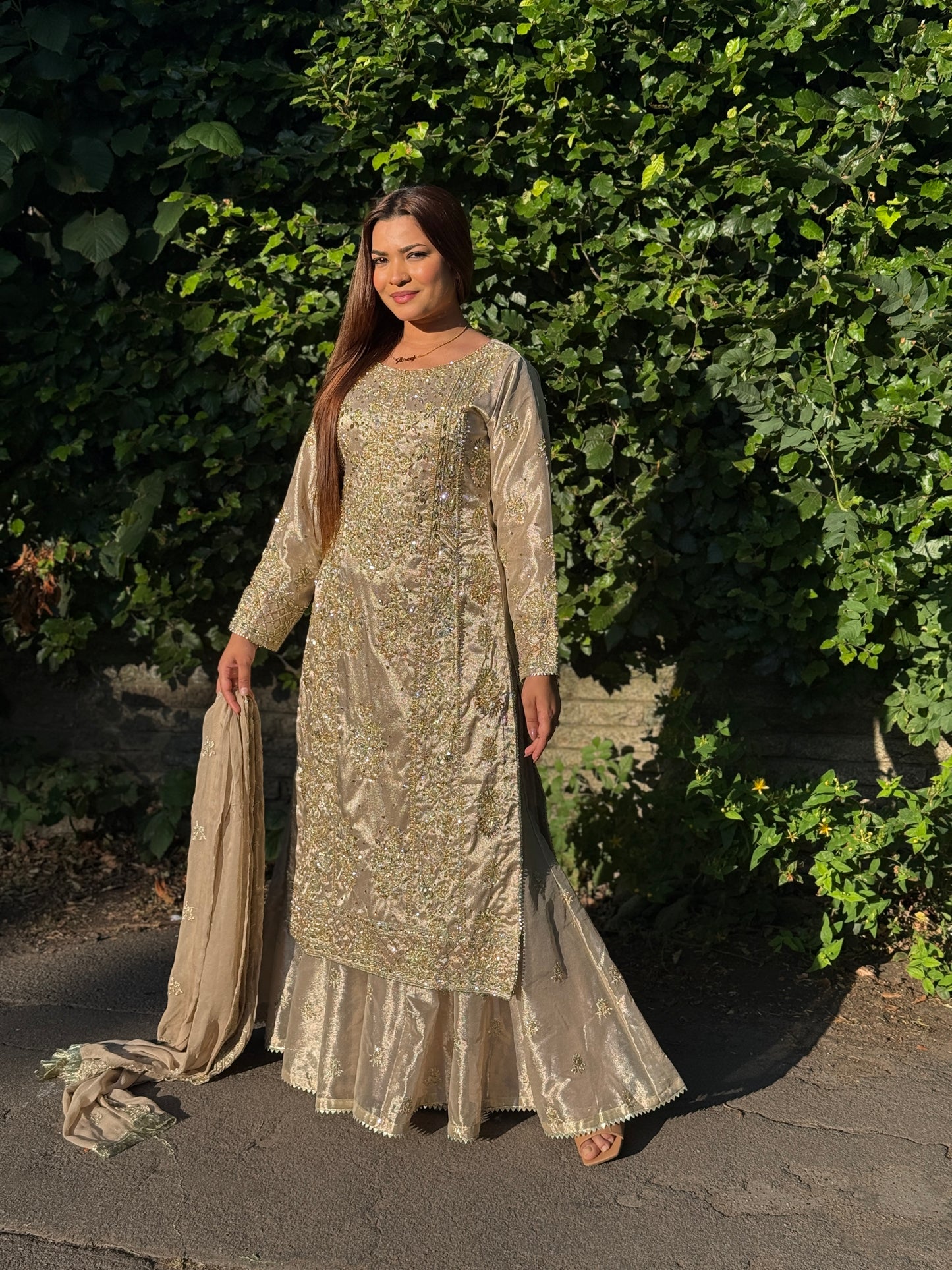 Champagne Royale - Luxury Hand Embellished Sharara Suit