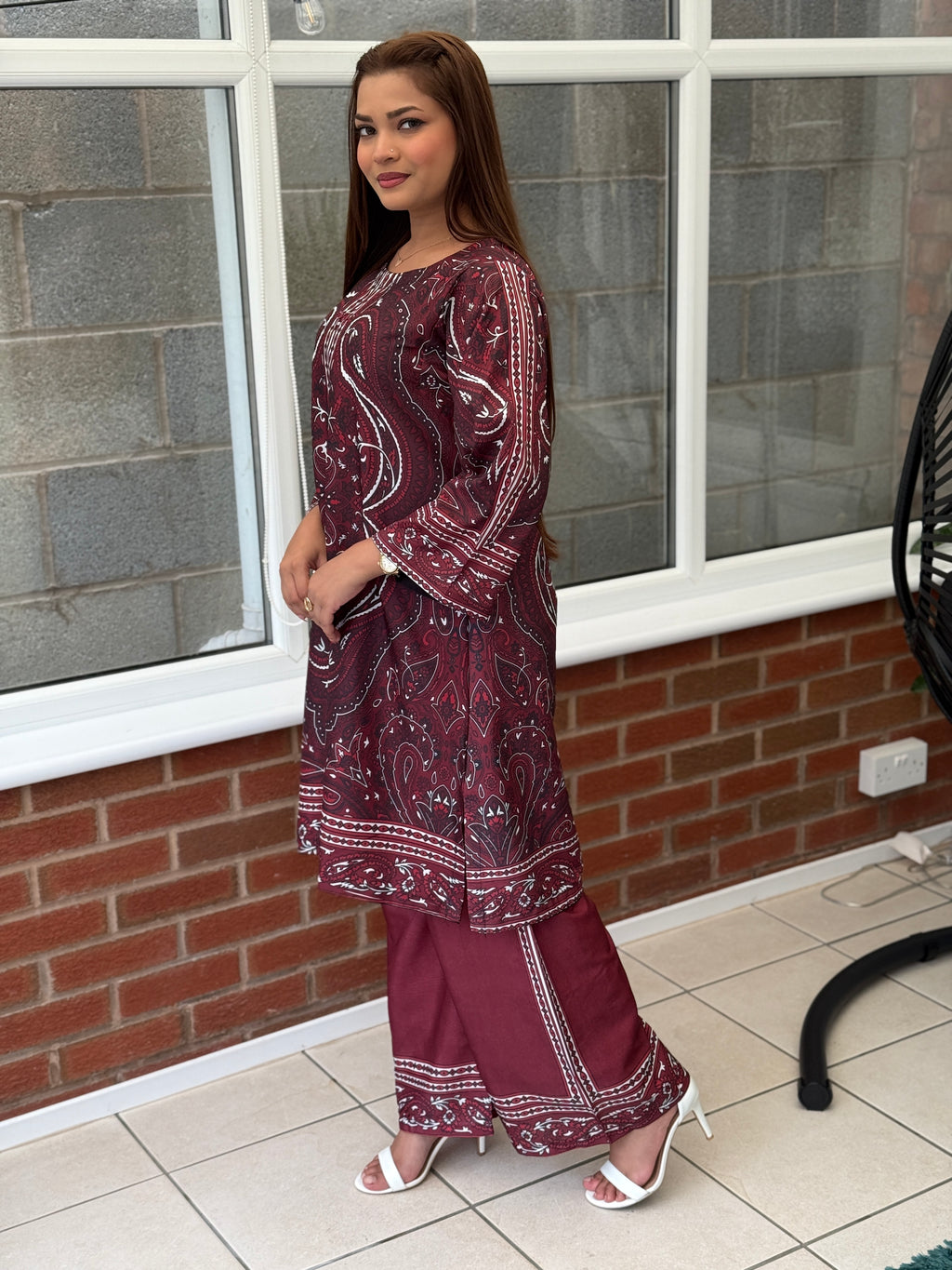 Maroon Paisley Print Set