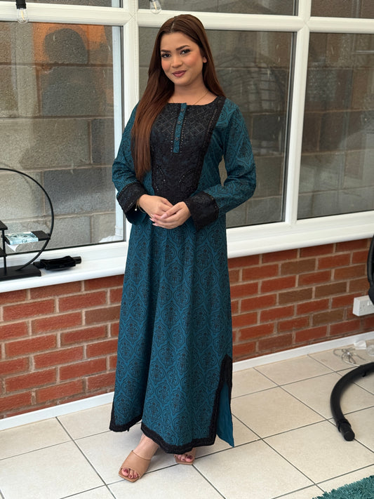 Zaraan Dhanak - 2 Piece Teal