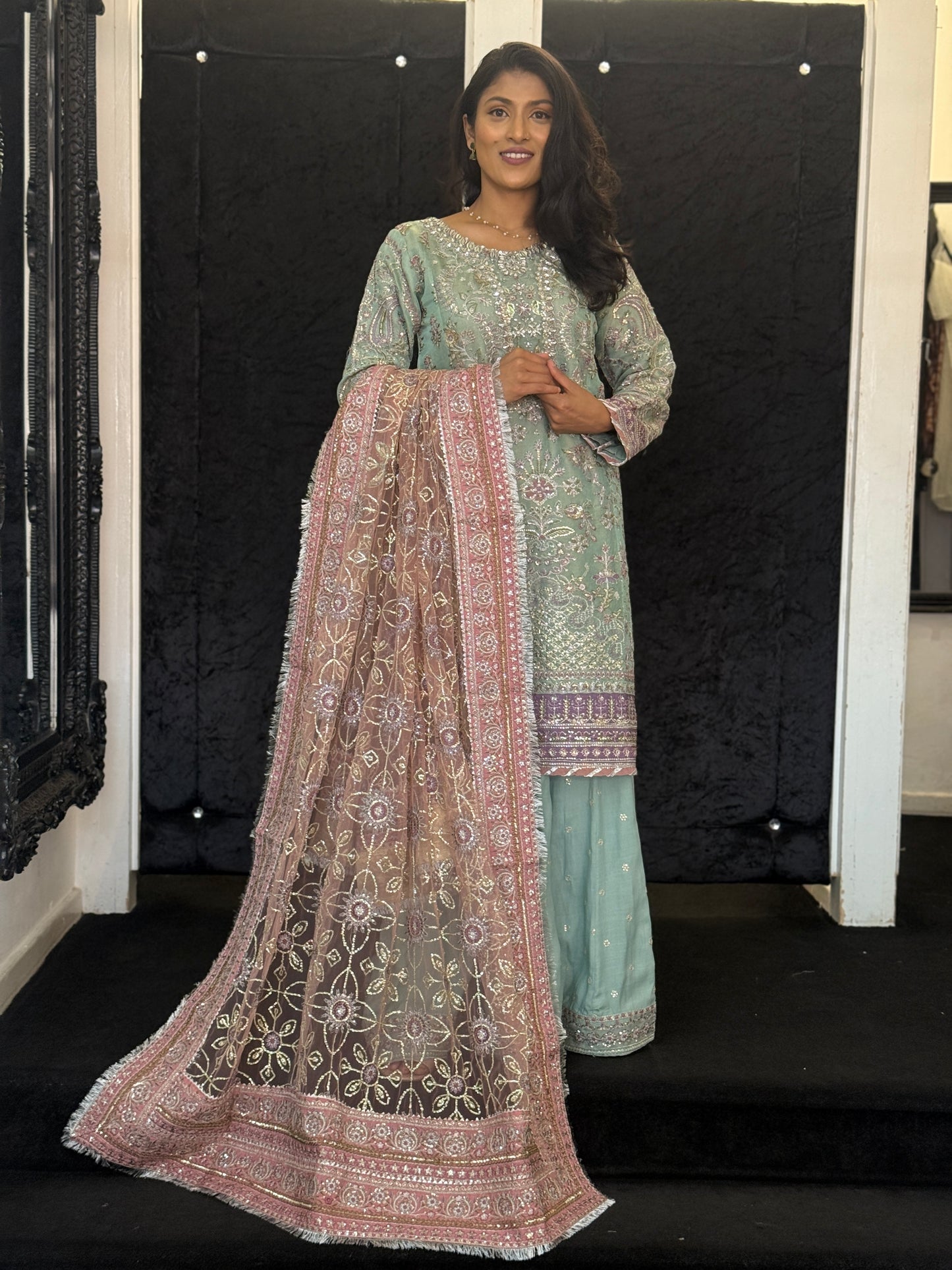 Mint Rose Sharara Suit