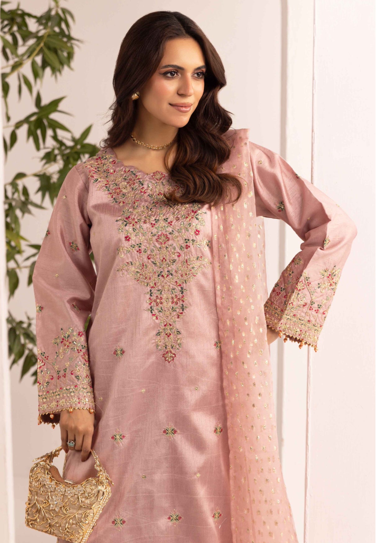 Rose Elira - Raw Silk Embroidered Suit