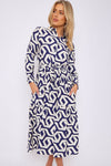 BLUE GEOMETRIC MAXI DRESS