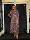 Charcoal Floral Maxi Print Dress