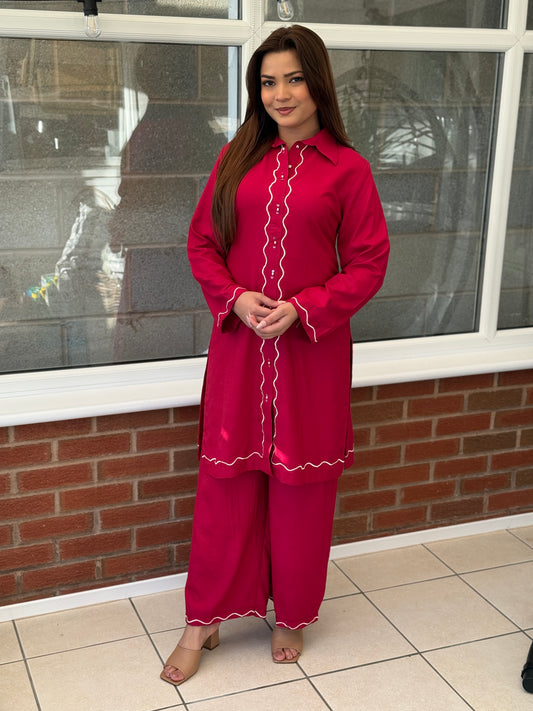 Areeba Pink - Dhanak Winter Co-Ord