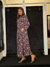 Charcoal Floral Maxi Print Dress