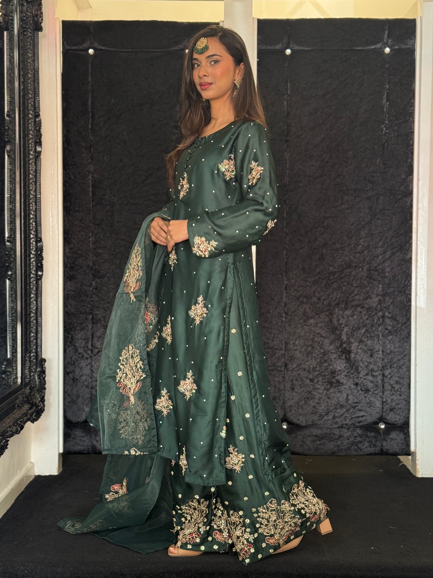 Nareen Forrest Green Silk
