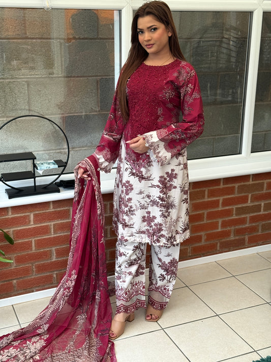 Maria B - M Print Red White