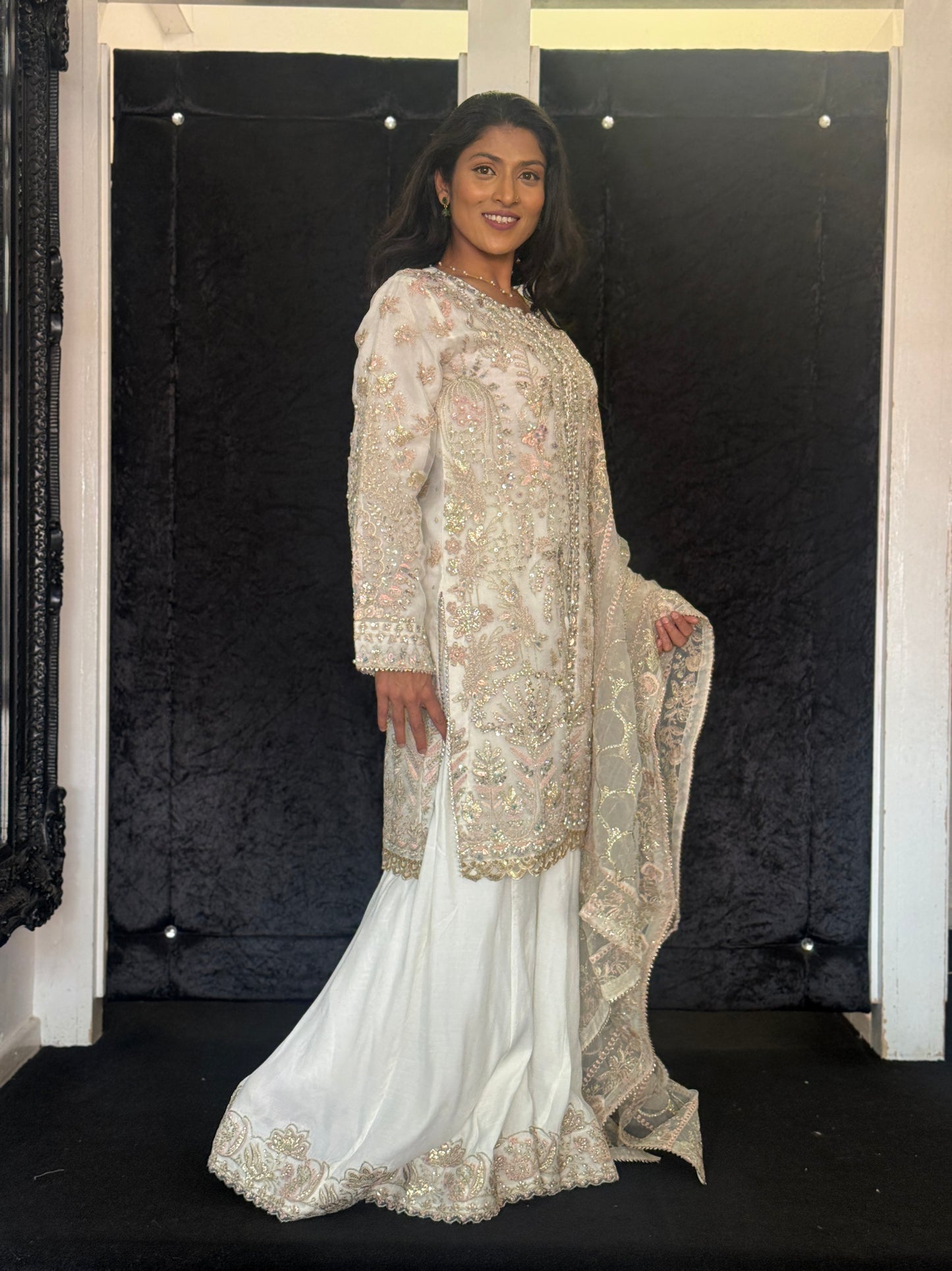 Zoya Ivory Sharara Suit