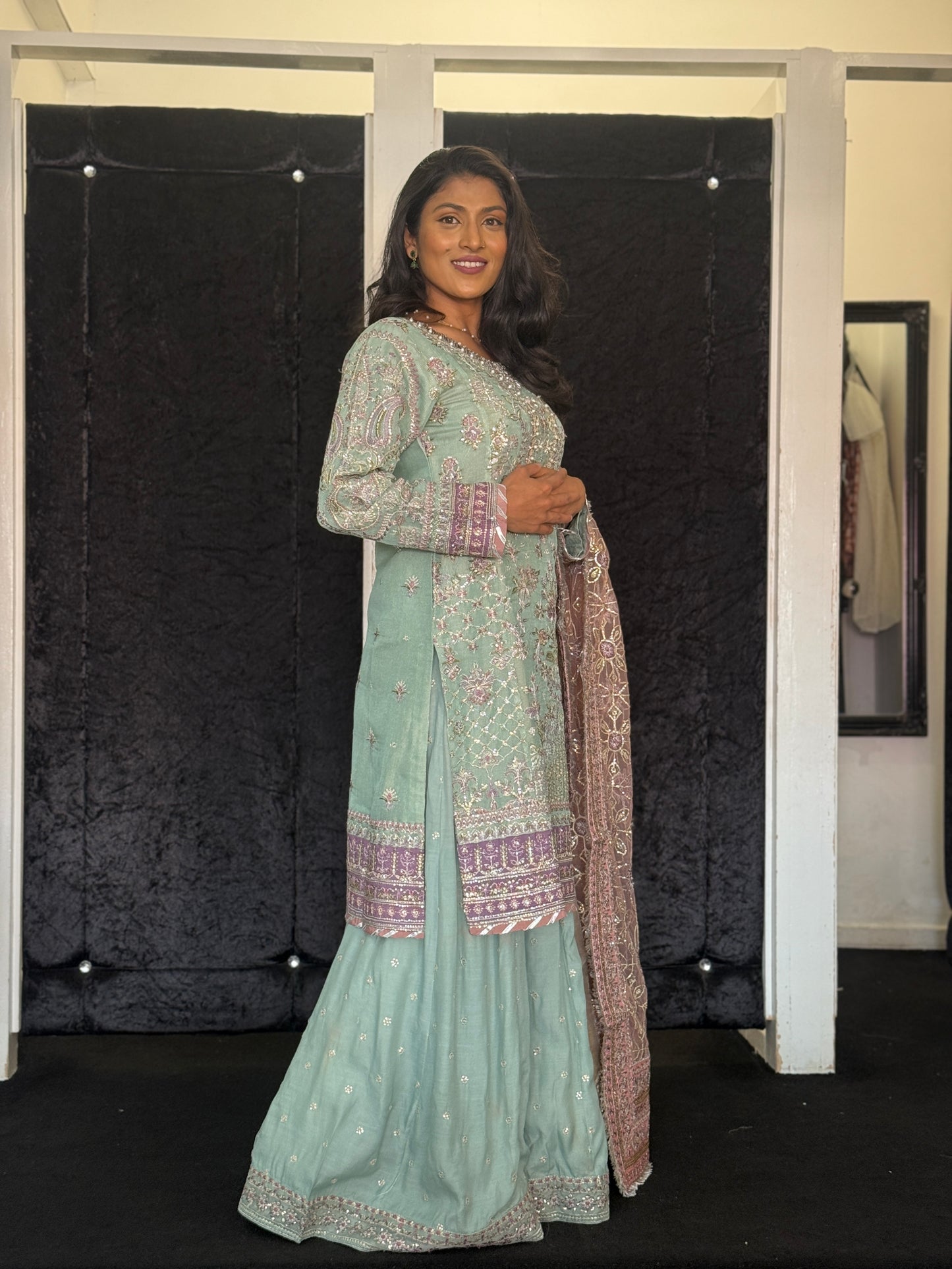 Mint Rose Sharara Suit